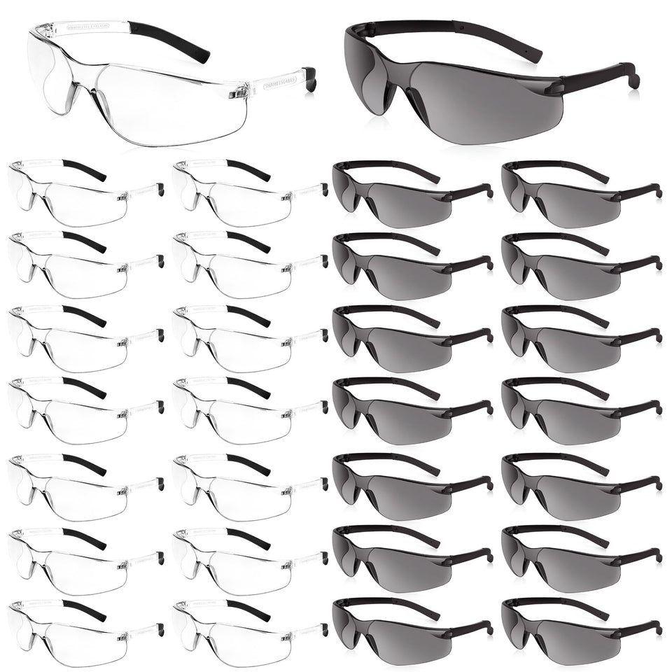 Salfboy clear safety glasses front view showing universal protection and comfort.