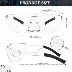 Salfboy clear safety glasses side view with slim profile for all-day wear.