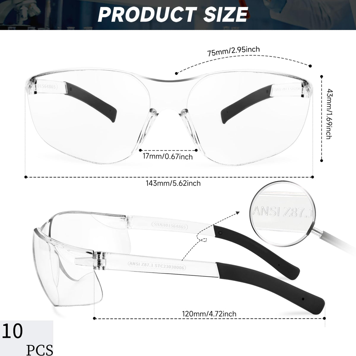 Salfboy wraparound-frame safety glasses provide full lateral protection for outdoor tasks.