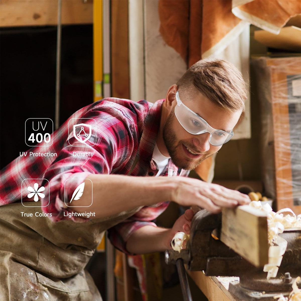 Salfboy construction site use glasses for outdoor projects and debris protection