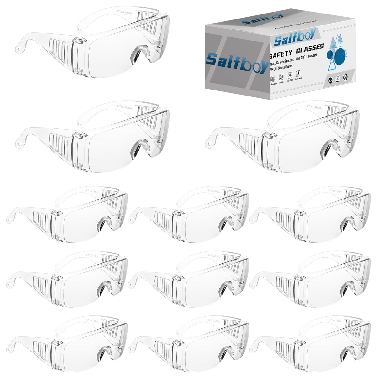 Salfboy over-eyeglasses safety goggles protect eyes while wearing prescription glasses