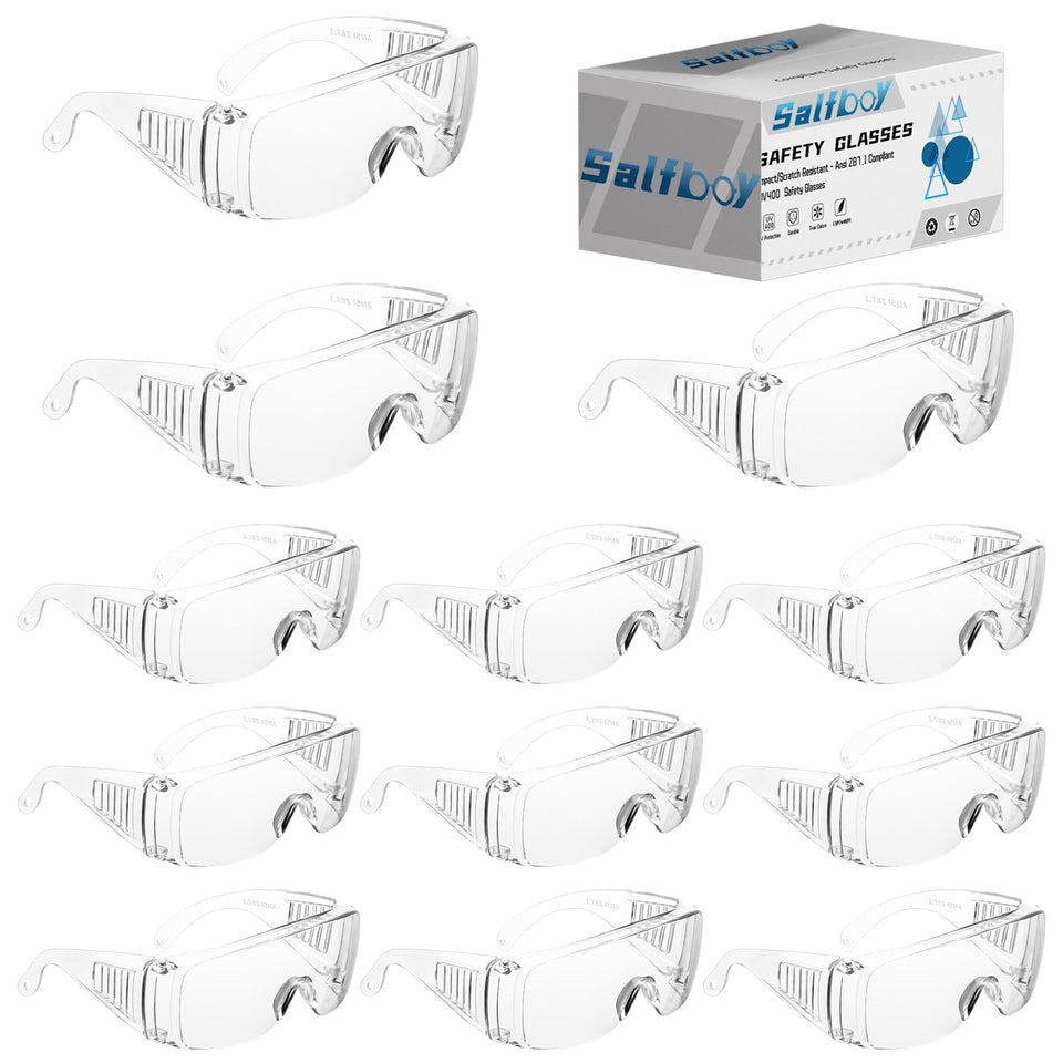 Salfboy over-eyeglasses safety goggles protect eyes while wearing prescription glasses
