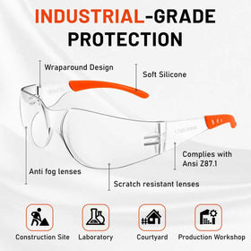 Salfboy glasses featuring bright silicone temples for quick identification in cluttered toolboxes