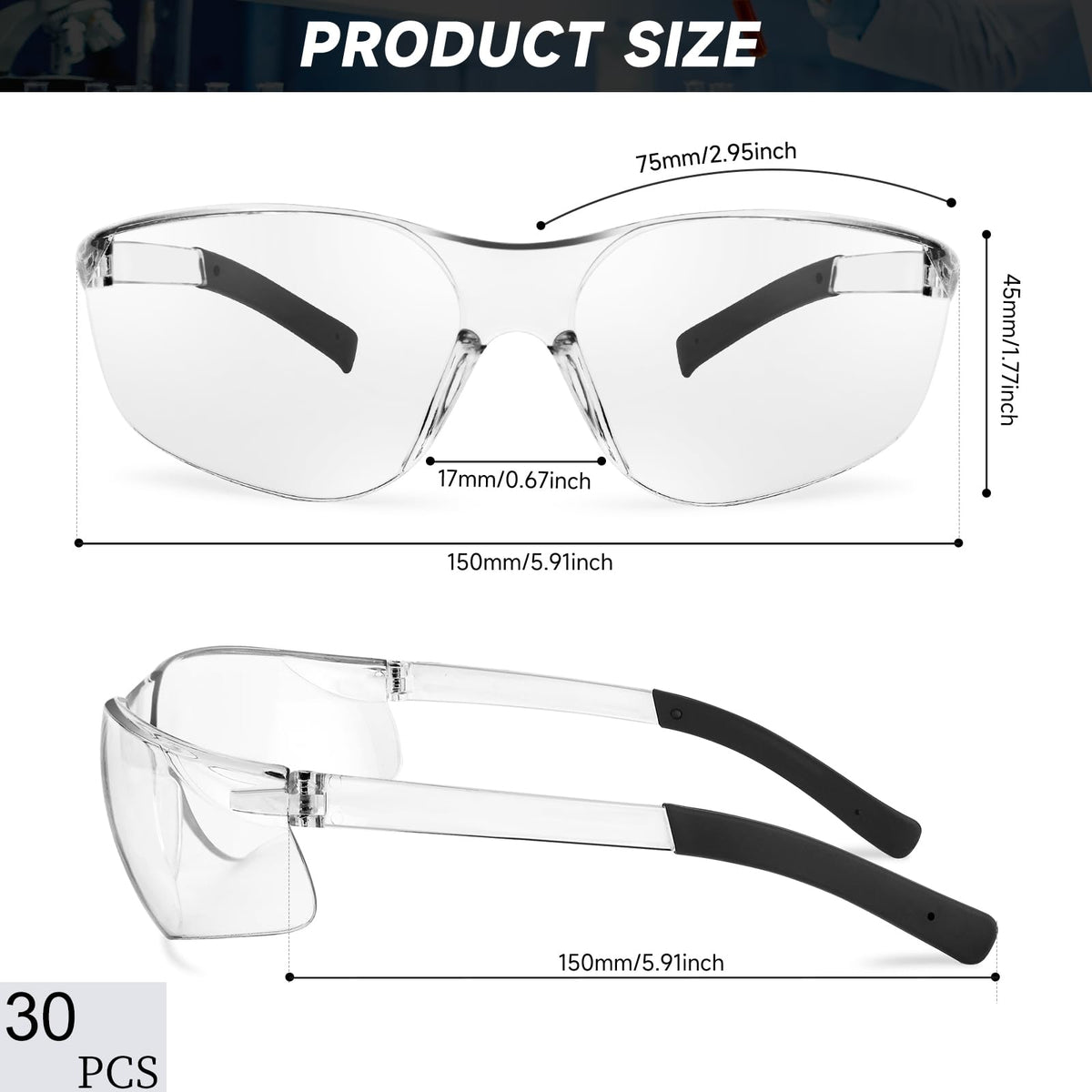 Salfboy polycarbonate scratch-resistant lenses protect against scratches and debris during work.