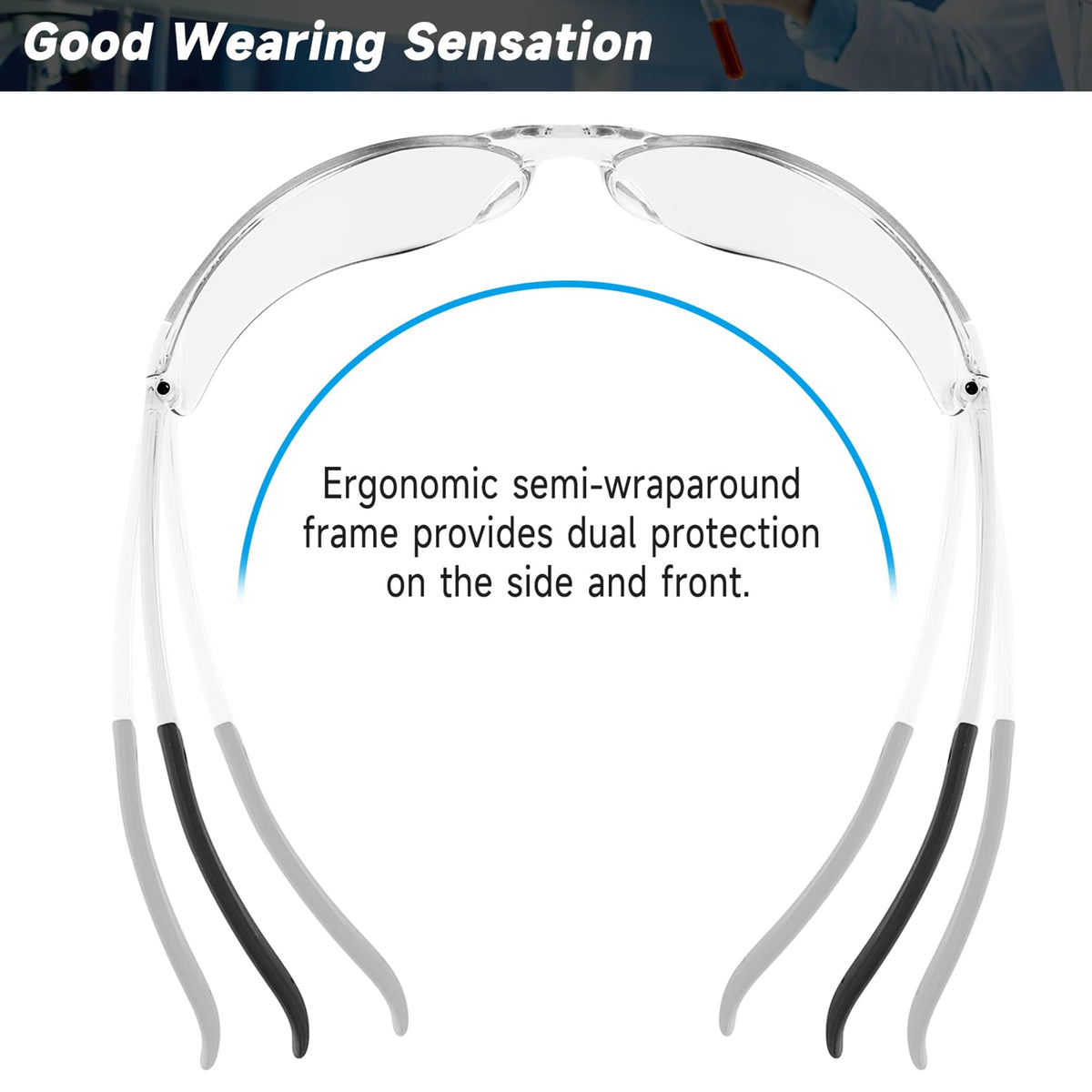 Salfboy shields from wind and debris in outdoor or workshop settings.