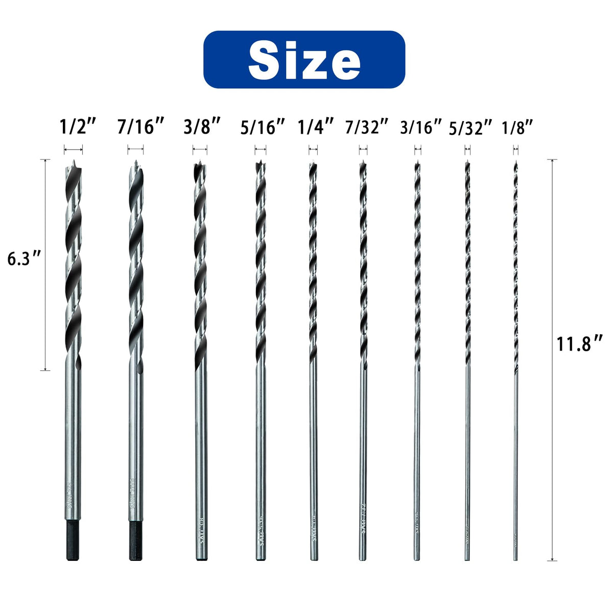 Close-up of SALI brad-point tip for precise centering and clean holes.