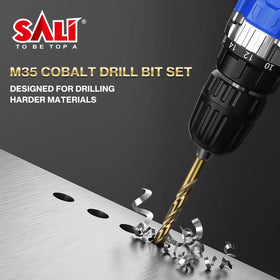 SALI cobalt drill bit set withstand high torque in metal and wood.