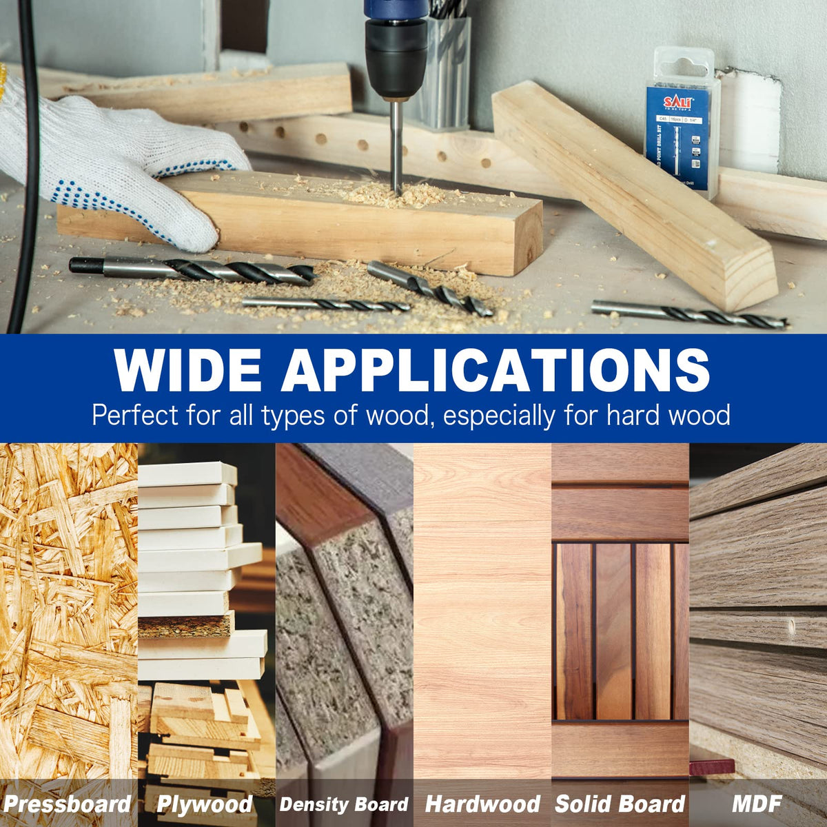 SALI kit in use on wood to demonstrate clean round holes.