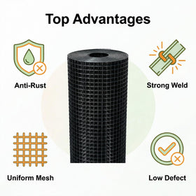 Salmut 19-gauge welded wire with uniform openings for a neat finish.