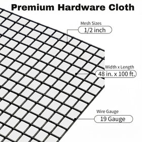 Salmut black hardware cloth 1/2-inch mesh close-up shows uniform welds and durability.