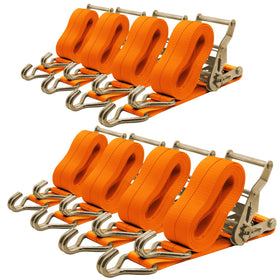 SALUINOKI 8Pack ratchet straps ready for secure flatbed tie-downs.