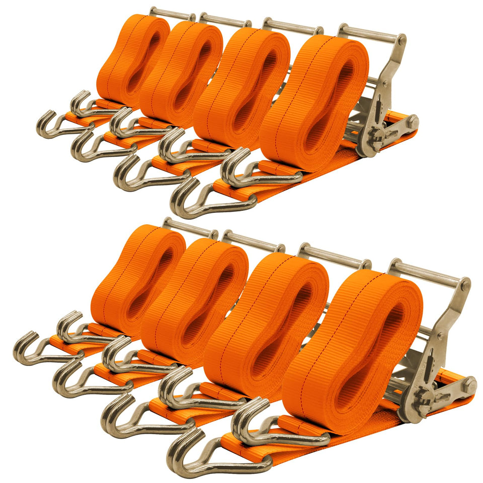 SALUINOKI 8Pack ratchet straps ready for secure flatbed tie-downs.
