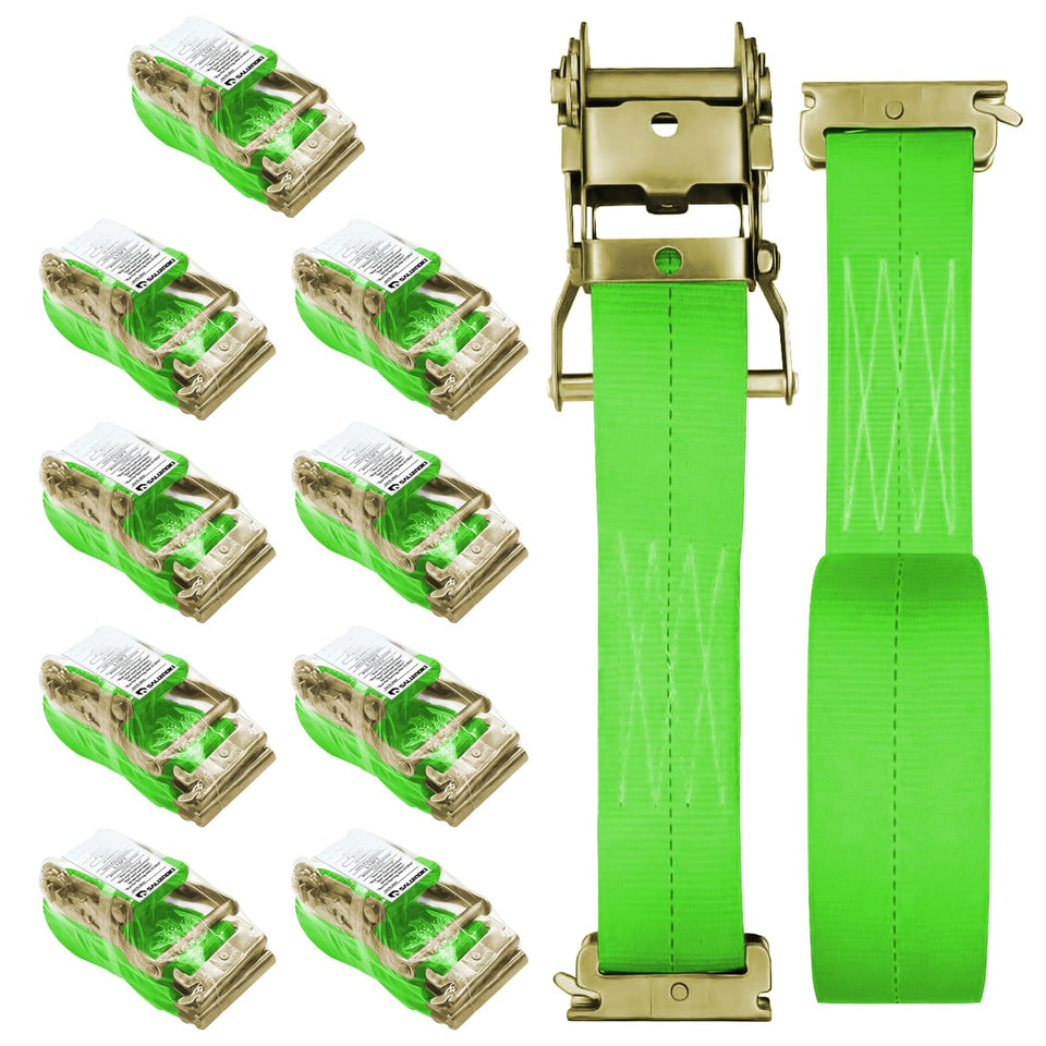SALUINOKI ETTrack strap 12ft green pack secures cargo in vans
