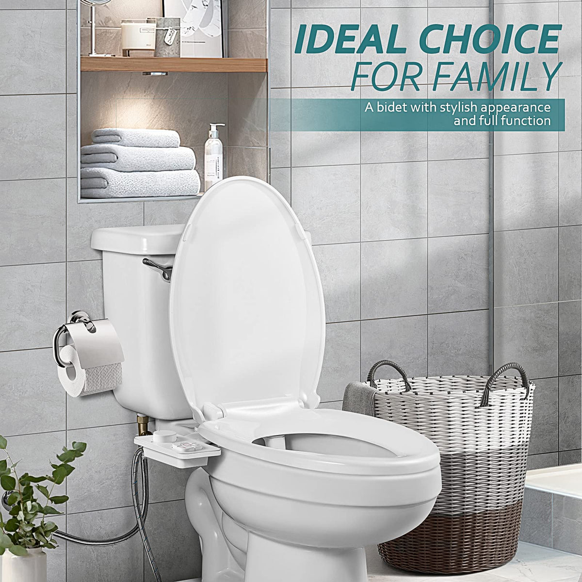 SAMODRA bidet attachment brass T-adapter and steel hose for durable connections
