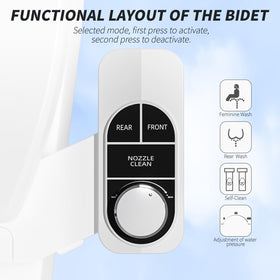 SAMODRA bidet with independent water pressure knob for customizing comfort.