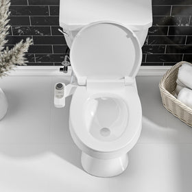 SAMODRA pebble gray finish adds a modern bathroom look