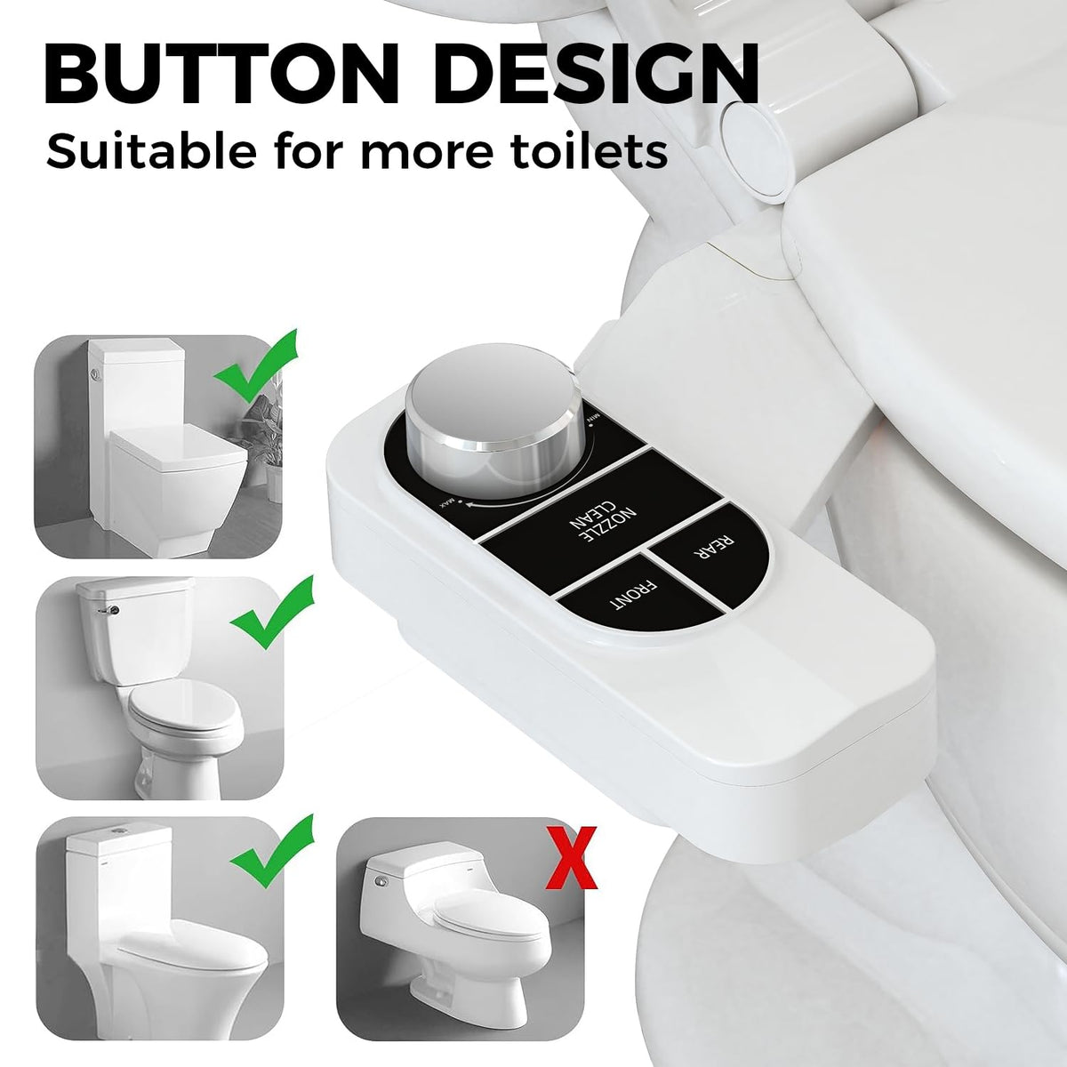 SAMODRA adjustable water pressure knob for precise cleansing.