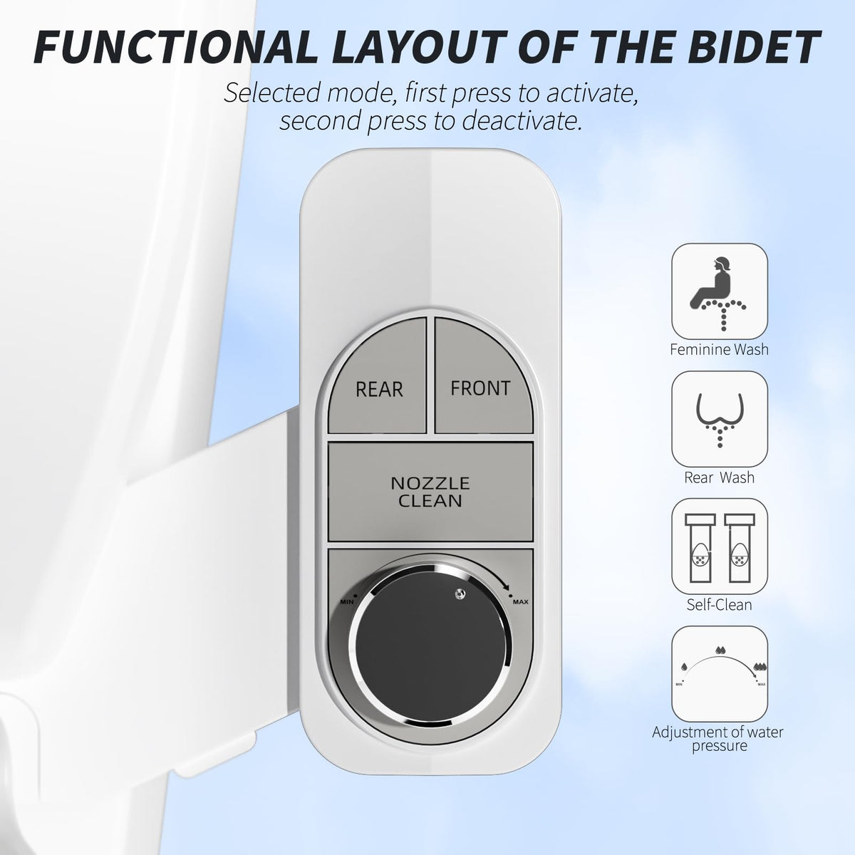 SAMODRA water pressure control knob for customizable comfort
