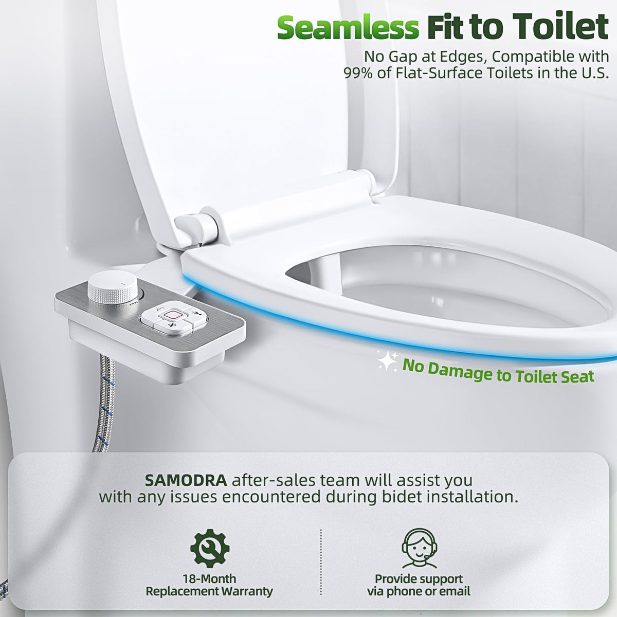 SAMODRA adjustable water pressure knob for customized comfort.