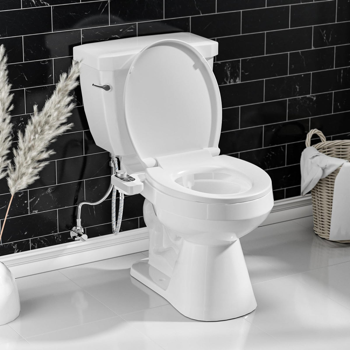 SAMODRA bidet seat attachment fits standard toilet seats securely.
