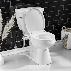 SAMODRA bidet seat attachment fits standard toilet seats securely.