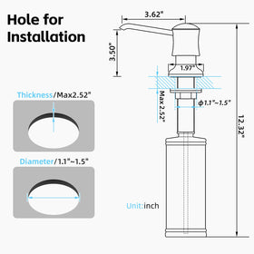 SAMODRA dispenser works with liquid soap, lotion, or detergent.