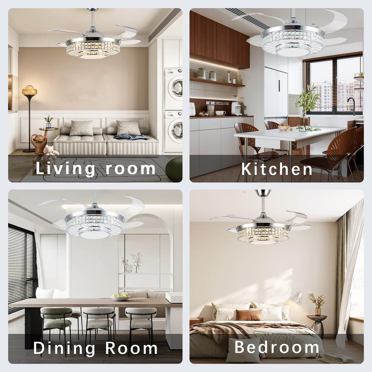 SAMPHON fandelier design fits living rooms, dining areas, and bedrooms