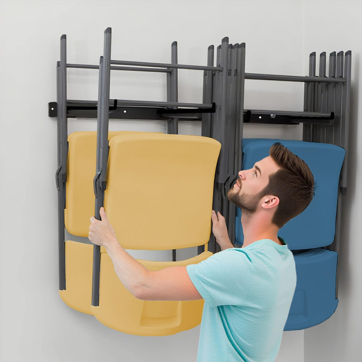 SAMRELAX wall-mount system keeps garden tools off the floor