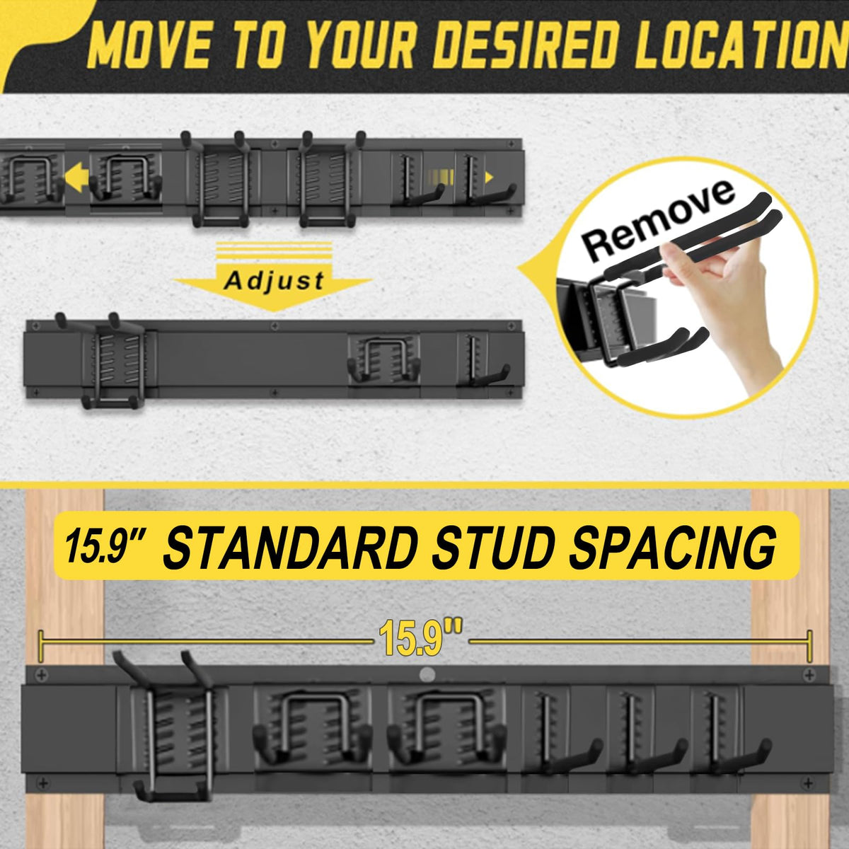 SAMRELAX heavy-duty steel hooks support large tools safely.