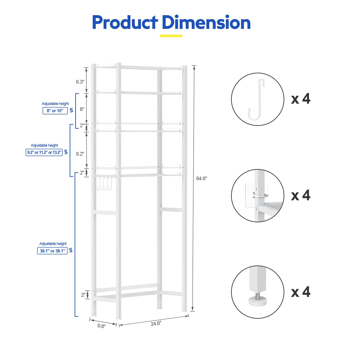 samstar adjustable-height shelves showing customizable spacing for tall items