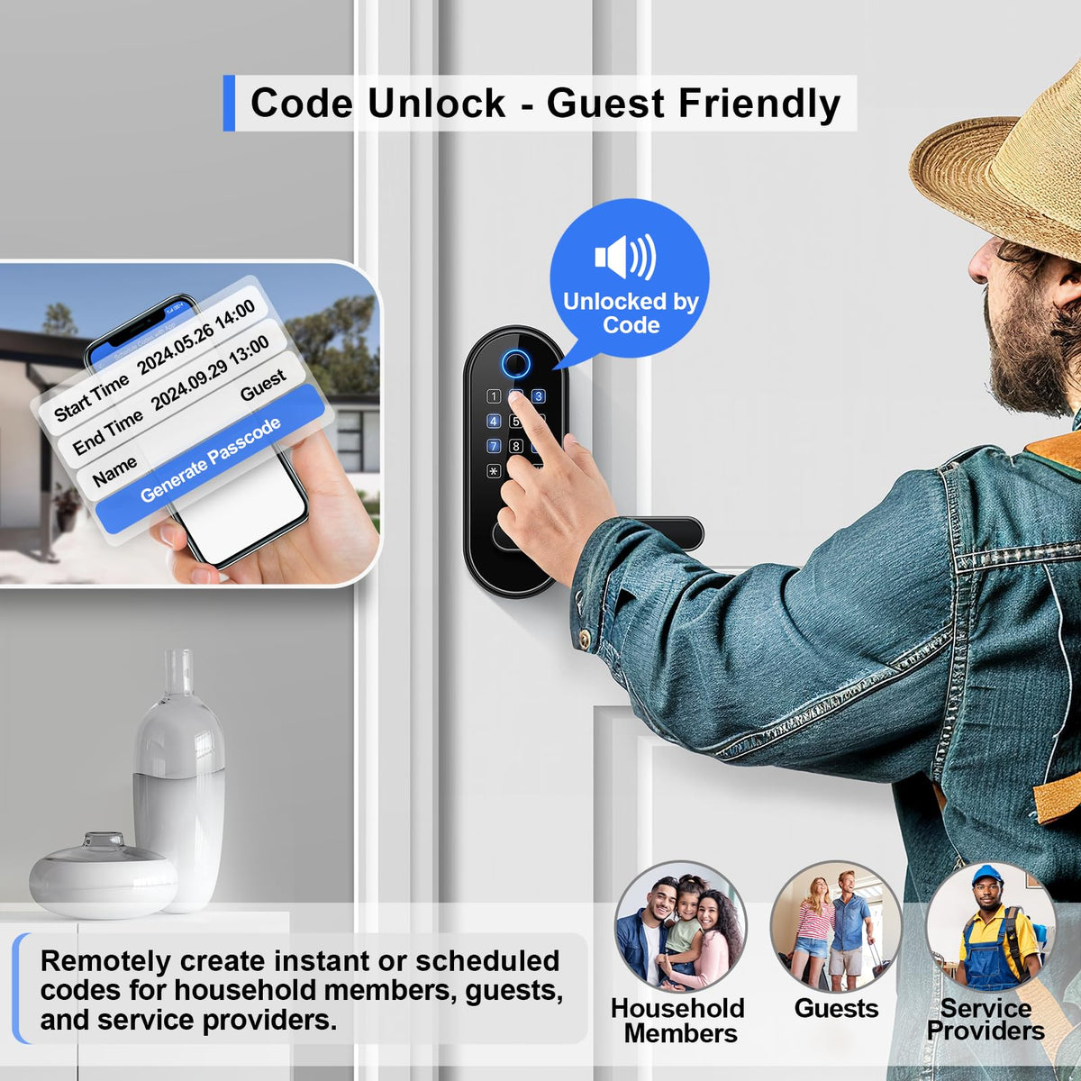 samtechT lock door-side view highlights an easy DIY upgrade for homes.