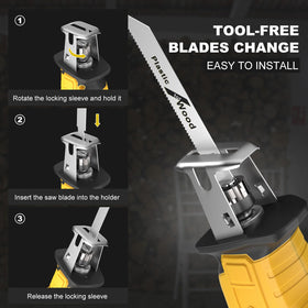 Samvinor cordless reciprocating saw delivers high performance with 0-3500 SPM for tough materials.