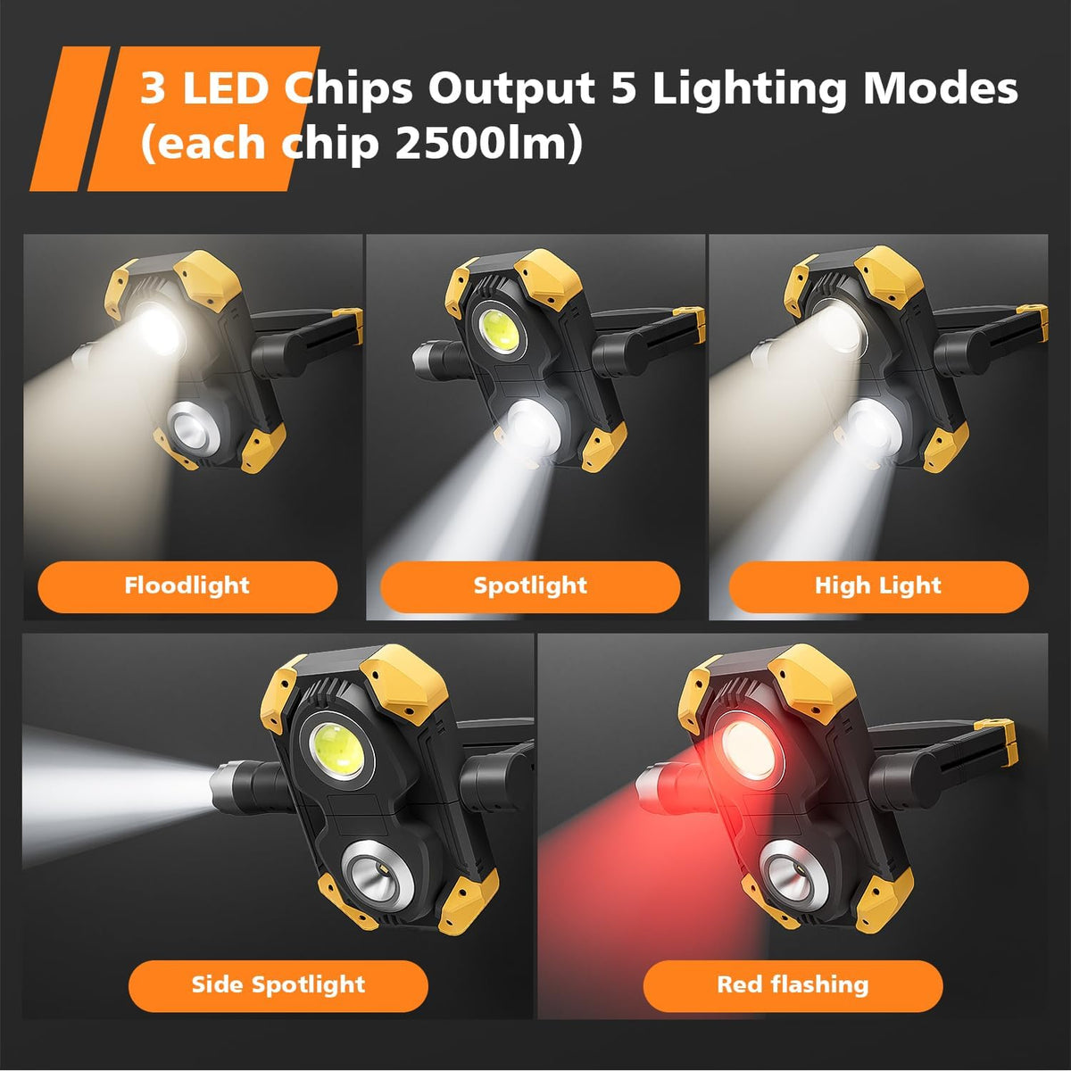 Samyoung 3in-1 work light with COB LED covers different scenes.