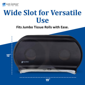 San Jamar SJMR4000TBK open cover for easy refills and secure access.