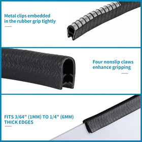 Sanbege adhesive-free edge guard grips 3/64 to 1/4 inch edges.