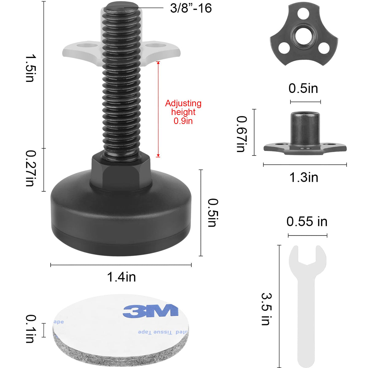 Sanchamy levelers installation with T-nuts ensures secure locking.