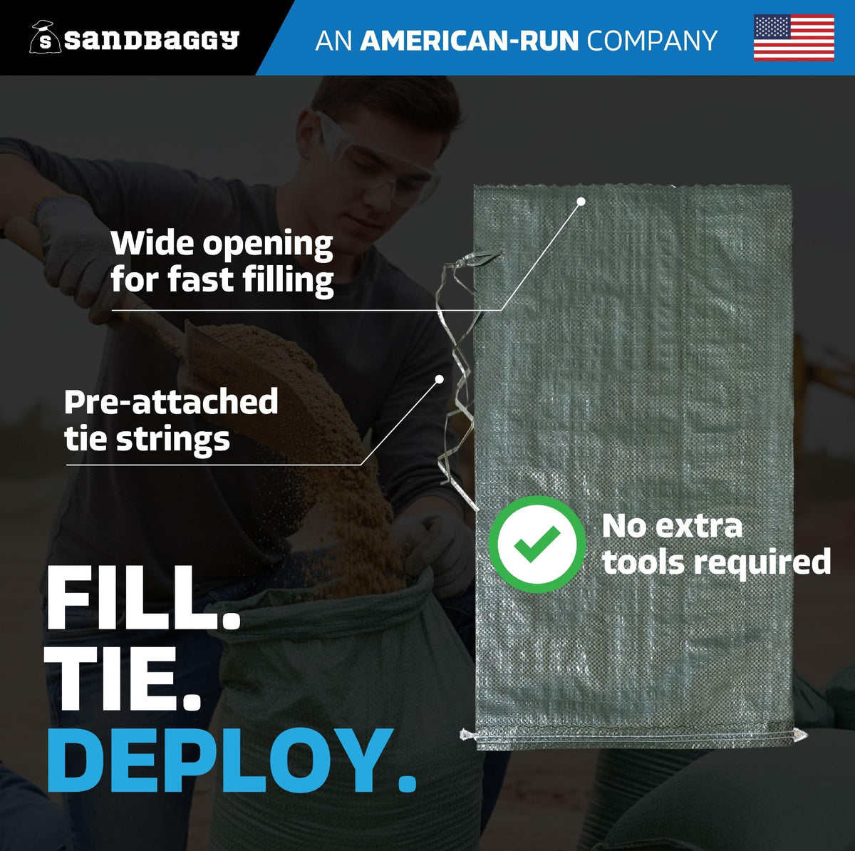 Sandbaggy UV-resistant sandbag withstands sun for longer outdoor use