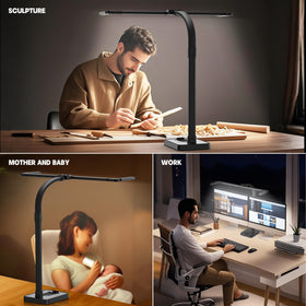 Sandiea LED Desk Lamp delivers 24W brightness for clear reading.