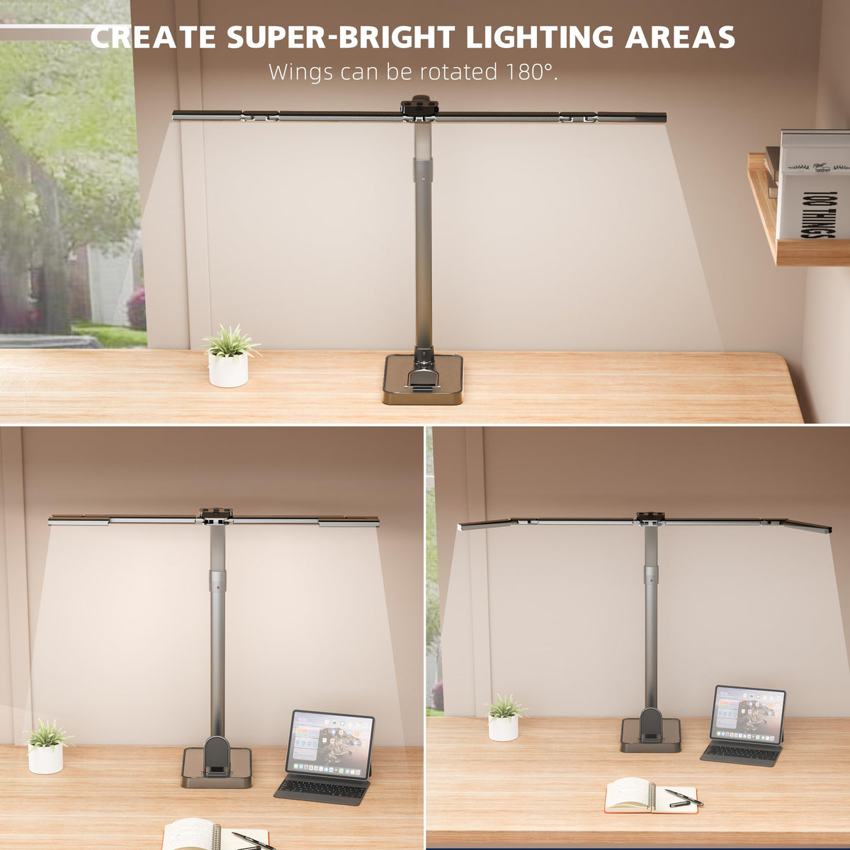 Sandiea LED Desk Lamp features five joints for precise angle control.