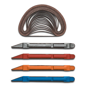 SANDING DETAILER belt clip connection for secure belt changes and quick adjustments.