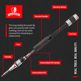 SANDOR hardened steel tip center punch for durable, long-lasting use
