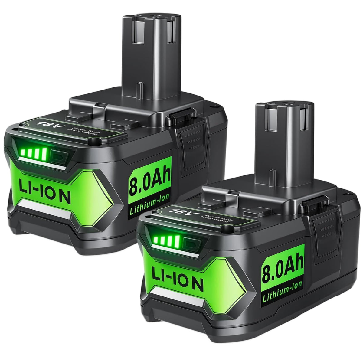 SANIU 8.0Ah replacement battery P108 for Ryobi 18V tools with extended runtime