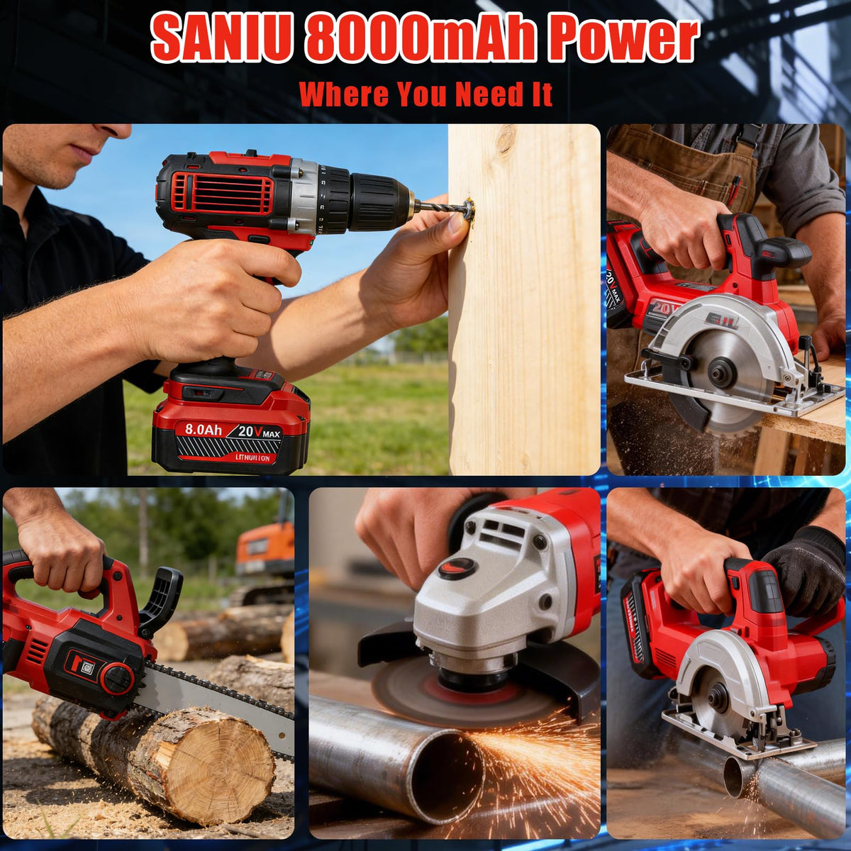 CE and RoHS certified SANIU V20 battery replacements for Craftsman
