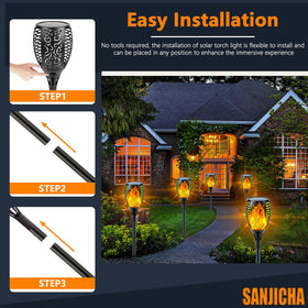 SANJICHA dusk-to-dawn torch auto-light for effortless evenings.