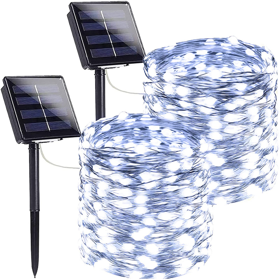 Sanjicha extra-long 144ft solar string lights outdoors for ambient garden décor