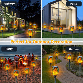 SANJICHA IP65 waterproof torch withstands rain for year-round decor.