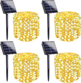 SANJICHA tree-wrap solar string lights create a warm, magical glow around trunks.