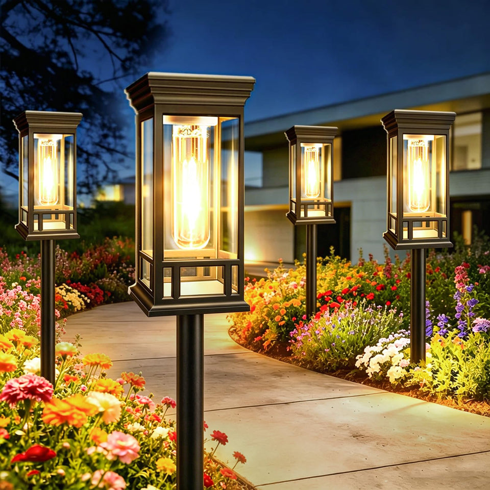 Sanjicha solar pathway light 2-pack illuminating walkways with energy-efficient LEDs.