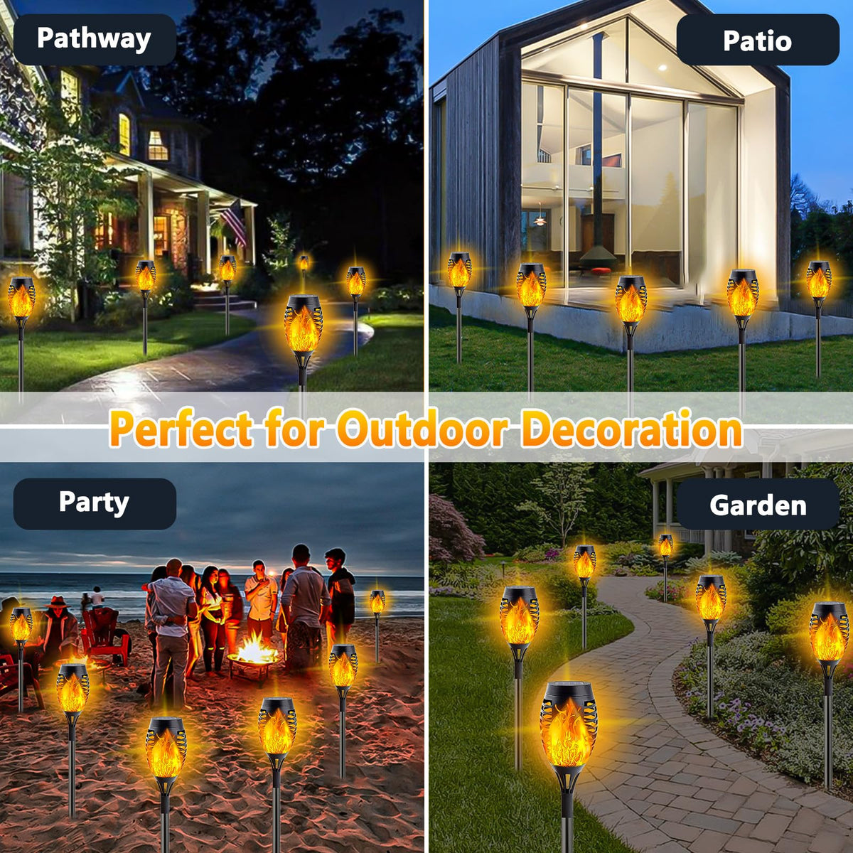 SANJICHA 10-pack solar lights power from sun, no wiring required.
