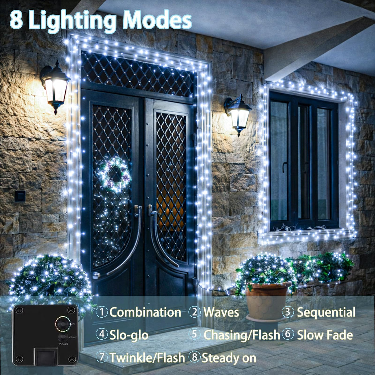 Sanjicha two-pack 72ft 200LED solar twinkle lights ideal for trees and patios